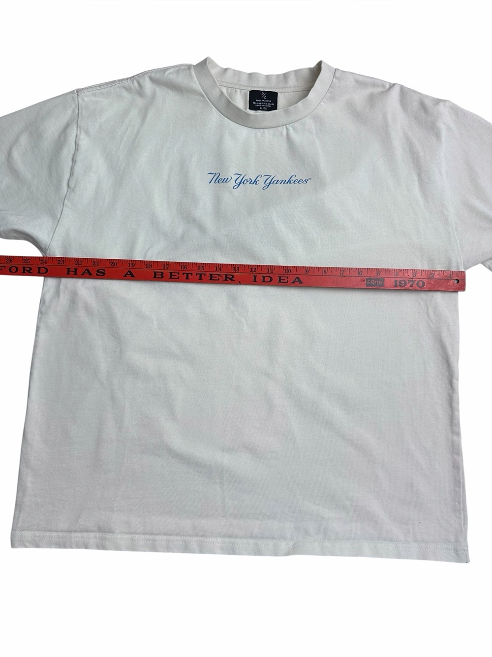 Peace Collective New York Yankees Baby Blue Writing on Ivory Heavyweight Tshirt - Picture 3 of 8